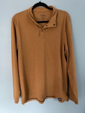 LL Bean Allagash Henly Shirt Men's Large Henley Long Sleeve 510021 Rust L-Reg